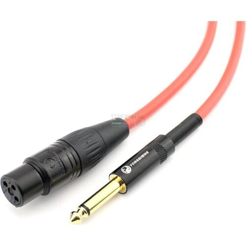 1Pcs Yongsheng YS136N-BG gold-plated custom wired microphone cable large two-core 6.5 to Cannon female 6.35mm to XLR audio line