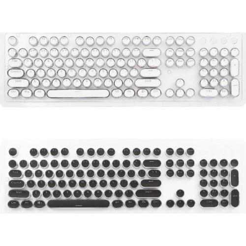 104 Keys Retro Round Keycaps Double Shot DIY Typewriter Keycap for Backlit Mechanical Keyboard Circular Key Cap