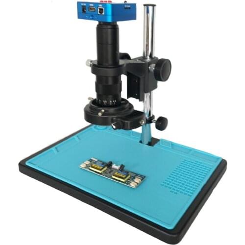 10X 180X 300X C-Mount lens 1080P 60FPS 2K 2100W 21MP soldering HDMI USB Digital Video Microscope Camera Big table stand