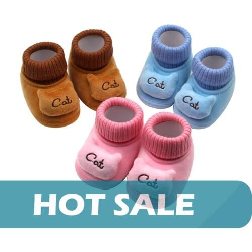 3# Baby Shoes Girls Cashmere Plush Cat Winter Boots Soft Sole Warm Shoes Kids Sandals Summer 2021 Сандали Детские Sandalias