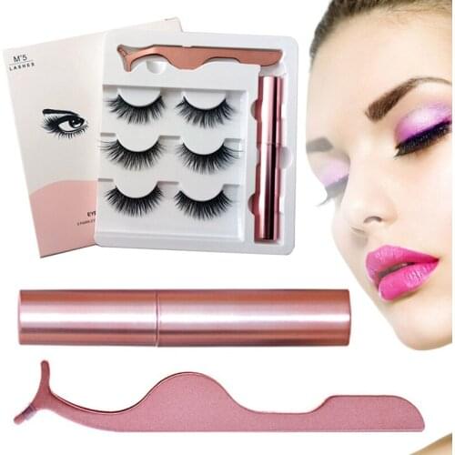 3 Pair/set Magnetic Eyelash Magnetic Liquid Eyeliner Magnetic False Eyelashes Tweezer Set Long Lasting Eyelash Extension Tools