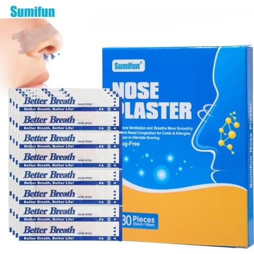 Sumifun 30pcs Nose Rhinitis Strips Relief Nasal Congestion Snore Stopper Plaster Anti Snoring Stickers Nasal Strips Health Care