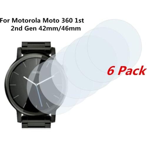 6x Screen Protector PET Soft film Shield For Motorola Moto 360 1st 2nd Gen 42mm/46mm Smart Watch Wristband Anti-scratch TPU Film