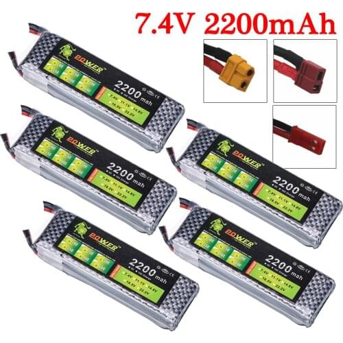 7.4V LiPo Battery For RC Car Airplane Helicopter High Power 7.4 v 2200mAh 2S Battery for RC toys Car Trucks Battery accessories