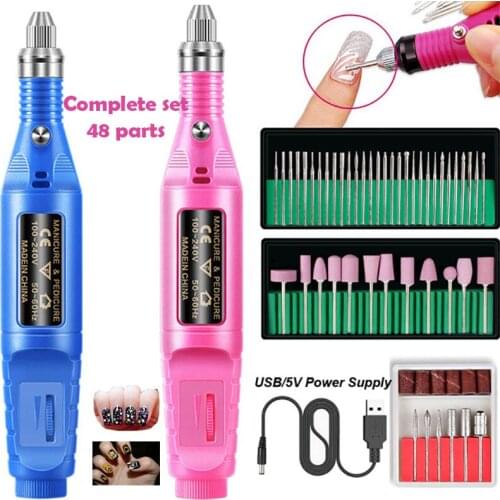 Manicure machine electric manicure drill USB powered nail drill Professional beautifying nail tools for women 48pcs Set SU361