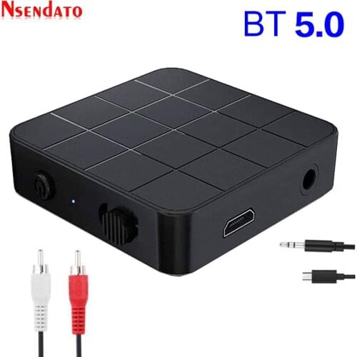 10M/33ft Wireless Music BT V5.0 Audio Receiver Transmitter 2 in 1 3.5mm Aux Stereo Wireless Resiver Adapter for TV PC Computer