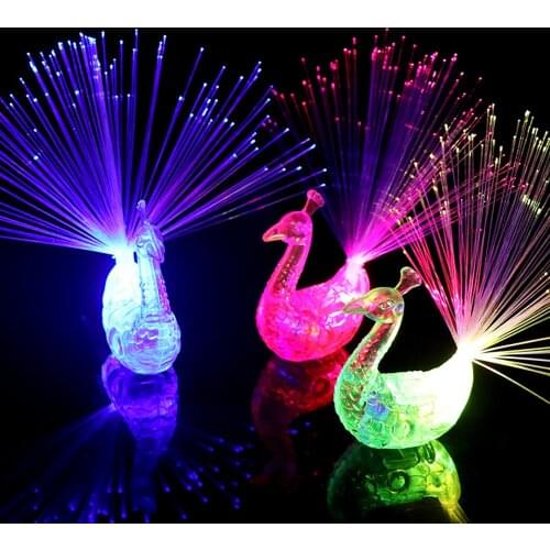 Glow In The Dark Kids Toy 1PCS Luminous Peacock Decoration Open Light Toys Flash LED Lights Stars Shine In The Dark Kids Toys E