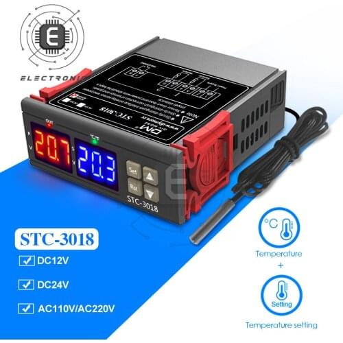 Dual Digital Temperature Controller Switch STC-3018 12V 24V 110V 220V Celsius & Fahrenheit C/F Thermoregulator Thermostat