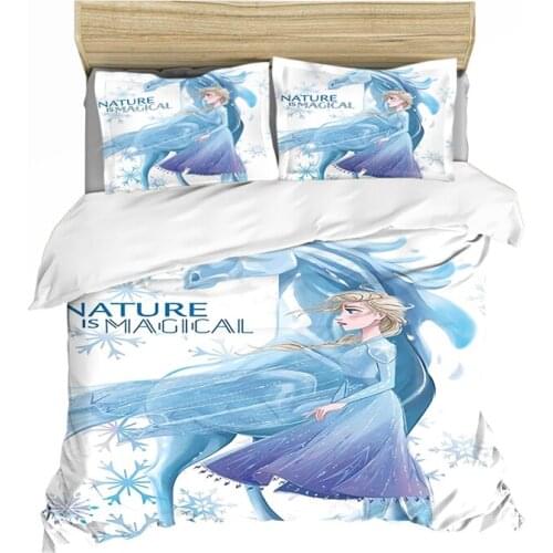 Frozen Anna Elsa Bedding Set Queen King Size Bed Set Children Girl Duvet Cover Pillow Cases Comforter Bedding Sets Polyester