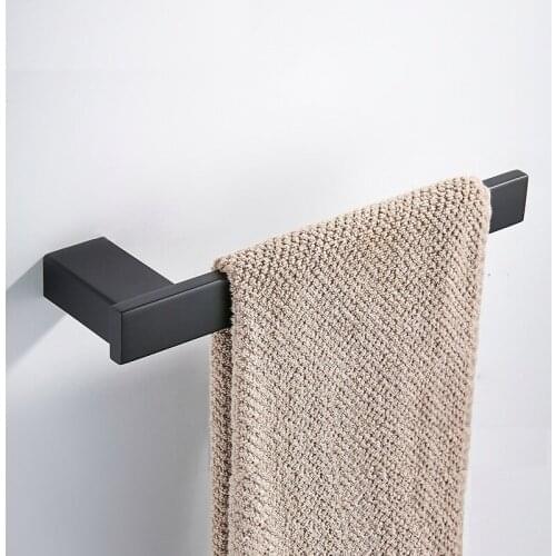 MTTUZK 304 Stainless Steel Brushed Gold Towel Ring Square Towel Holder Wall Mounted Black\White Towel Rack Bathroom Accessories