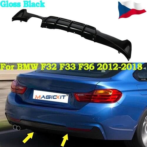 MagicKit For BMW 4 Series F32 F33 Rear Bumper Diffuser M Performance Gloss Black Splitter