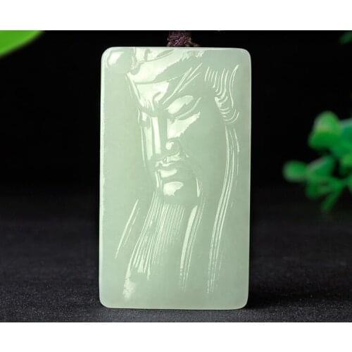 Hetian Jade Guan Gong male jade light jade pendant jade necklace Wu Yu Shen Guan Yu Yu Pendant