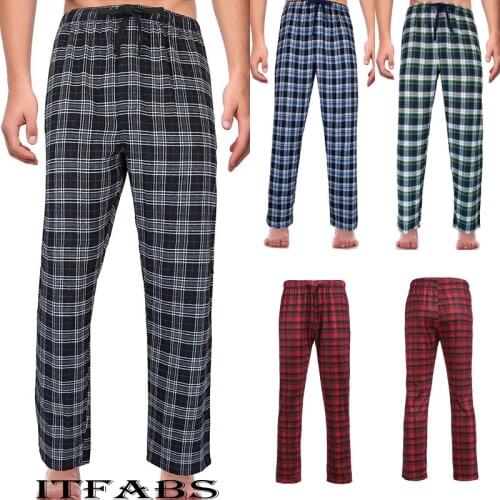 Mens Loose Sleep Bottoms Casaual Plaid Flannel Lounge/Pajama Pants Size M-2XL Casual Soft Trousers Sleepwear Underwear