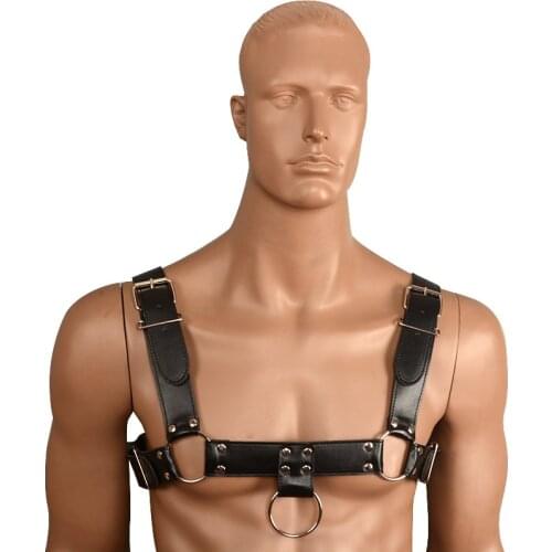 Adjustable PU Leather Bondage Harness Men Sex Fetish Bondage Restraints Male Sexy Lingerie Body Harness Belt Straps Clubwear