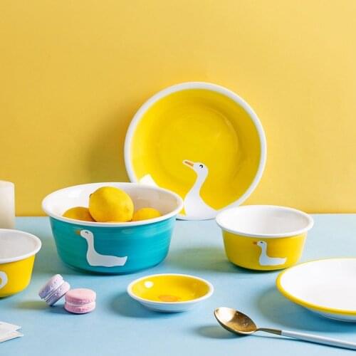Small White Duck Tableware Set Sushi Sauce Plate Breakfast Tray Animal Fruit Bowl Cute Salad Bowl Spaghetti Plate Kimchi Dish