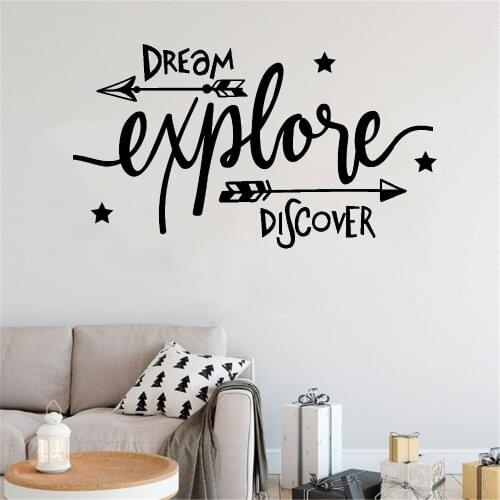 New Arrivals Dream Explore Discover Adventure Kids Quote Wall Sticker Decal Removable Vinyl Nursery Art Mural Home Decor A520