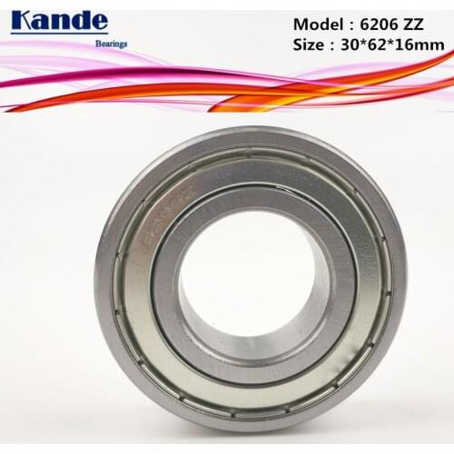 Kande 6206ZZ 2PCS ABEC-5 6206 ZZ Single Row Deep Groove Ball Bearing 30x62x16 mm High Quality 6206-2Z