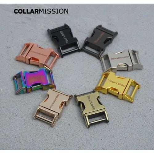 20pcs/lot Side release engraved buckle kirsite DIY dog collars accessory durable security lock retailing 15mm buckle 8 kinds
