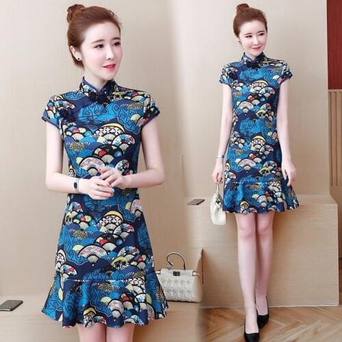Cheongsam Qipao Sexy Cheongsam Clothing One-piece Dress Chinese Traditional Cheongsams Oriental Party Women Dresses Plus Size