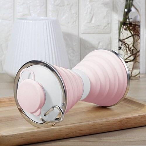 Portable Silicone Collapsible Travel Water Cup Outdoor Sports with Cover Water Bottle Leakproof Drinking Mug for Running