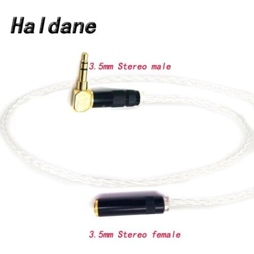 Haldane HIFI 7N OCC 8 Croes Silver-plated 3.5mm to 3.5mm Male to Female Aux Audio Cable for Car head-mounted Headphone Wire Line