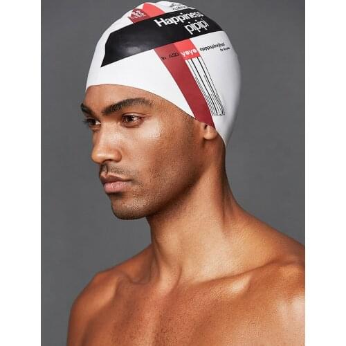 RTAAN swimming cap mens professional fashion waterproof ear protection bule silicone large diving Diving hat Pool Cap Ear