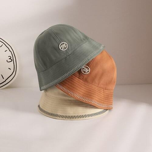 Spring/Summer/Autumn New Childrens Hat Letter Seam Edge Boys and Girls Fishermans Hat Sunshade Basin Hat Trend Bucket Hat 2021