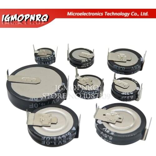 5.5V Super capacitor 0.1F 0.22F 0.33F 0.47F 1F 1.5F 4.0F H-type Button Farad capacitor