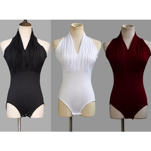 2020 Latin Dance Tops Tap Ballroom Dance Clothes V-neck Sleeveless Leotard Latin Costume Professional Competition Clothing BI895