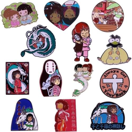 Spirited Away Characters Brooch No Face Haku Chihiro Boh Mouse and Bird Pin Ghibli Fans Perfect Addition