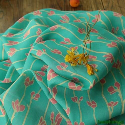 High-quality original green ramie printed garment fabric