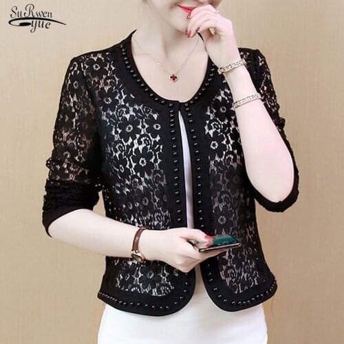 Long Sleeve Black Hollow Lace Jacket Women Fashion Womens Jacket 2021 Women Coats and Jackets Women Jacket Women Clothing 16821