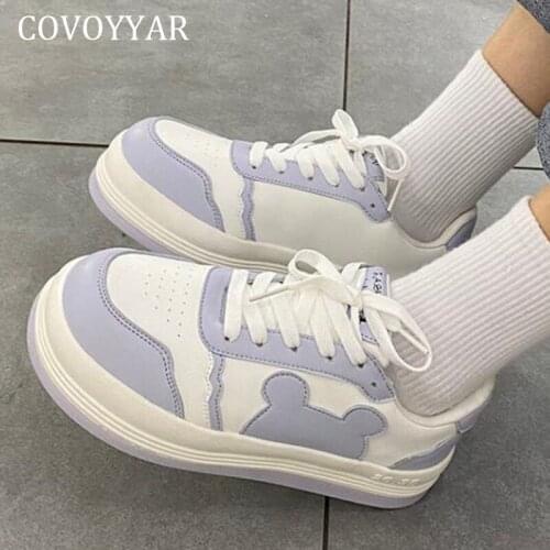 COVOYYAR Shoes for Women 2021 Spring Animal Prints Lace-up Tennis Sneakers Shoes Platform Cute Womens Vulcanize Shoes WSN438