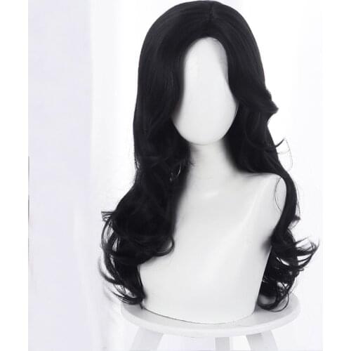 Witch Yennefer of Vengerberg 60cm Long Black Wavy Wig Women Role Play Black Hair Cosplay Wavy Wig + Wig Cap