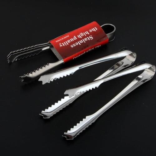 1Pcs Kitchen Tool Stainless Steel Tongs For Barbecue Party Bar BBQ Clip Bread Food Ice Clamp Ice Tong Cooking Accessories