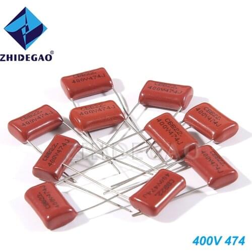 ZHIDEGAO 10PCS 400V474J 0.47UF Pitch 15mm 470NF 400V 474 CBB Polypropylene film capacitor