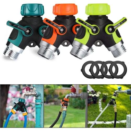 3/4 Garden Hose Water Distributor Hose Splitter Connector Individually Adjustable Double-pass Y-type Shunt Dispenser Faucet US