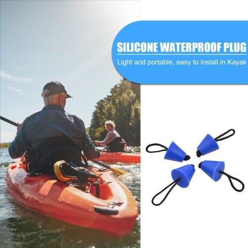4pcs/set Kayak Canoe Silicone Drain Holes Plug Portable Durable Practical Classic Texture Boat Scupper Stopper with Rope