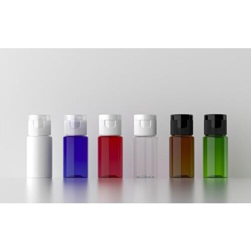 5pcs 10ml Mini Empty Clear Amber Refillable Cosmetic Bottle With Plastic Flip Top Cap 10cc Capacity PET Shampoo Container