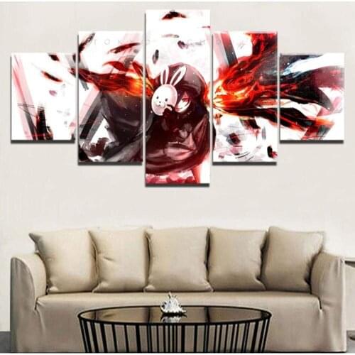 5 Piece Wall Art Canvas Prints Anime Comics Tokyo Figure Posters And Pictures Modern Decor Home Living Room Decoration Framed