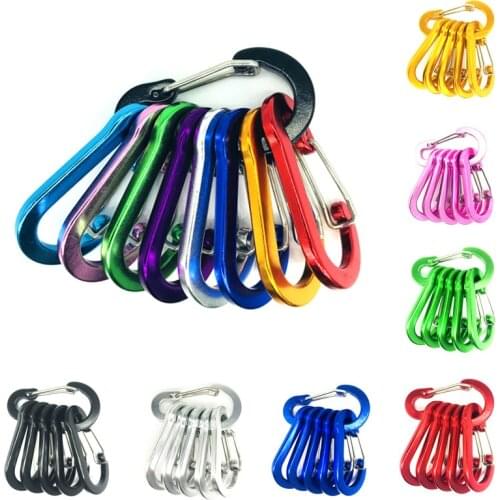 6Pcs Aluminum Alloy Snap Hook Color Carabiner Survival Keychain Carabiner Hook Clip Camping Equipment Backpack Buckle Keychain