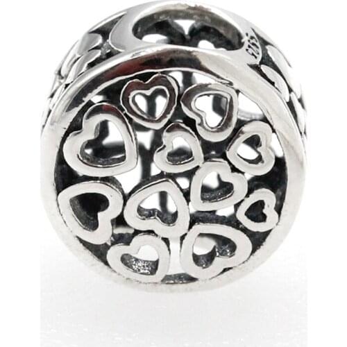 925 Sterling Silver Openwork Hearts Charm Fit Original Pandora Charms Bracelet Necklace Jewelry Making