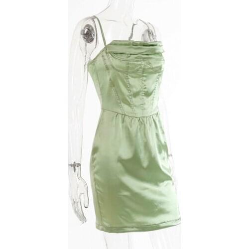 Uclio Spaghetti Strap Satin Corset Slip Dress Bodycon Ruched Elegant Midi Dresses Party Night Club