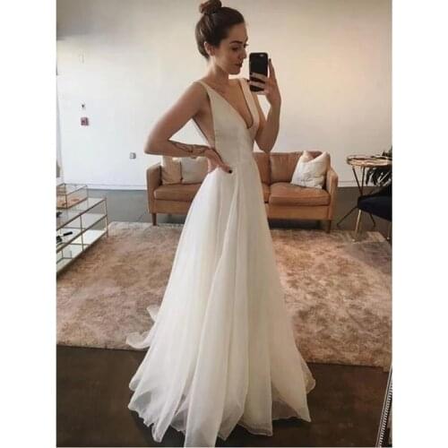 Long Dress Evening Sexy V-Neck Sleeveless Backless Evening Prom Party Formal Gown Slim White Dress Robe De Soiree