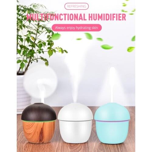 ELOOLE 160ml Acorn Air Humidifier Ultrasonic Air Purifier Cool Mist Maker USB Mini Air Spray With Night Lights And Fan