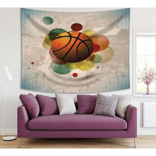 Tapestry Colorful Design Elements Basketball Poster Artistic Illustration Red Orange Green