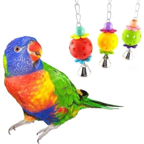 Pet Parrot Bird Bites Climb Chew Toys Swing Bell Cage Hanging Cockatiel Parakeet