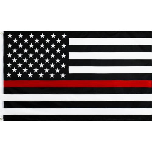 Jemony 3 by 5 ft polyester united states of american thin red line fire fighter flag
