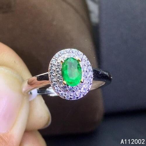 KJJEAXCMY fine jewelry natural Emerald 925 sterling silver new adjustable gemstone women ring support test fashion luxury