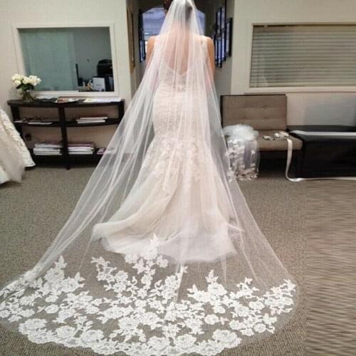 Lace Veil Bridal Veils White Ivory Wedding Veil With Bridal 2.6 Meter Long